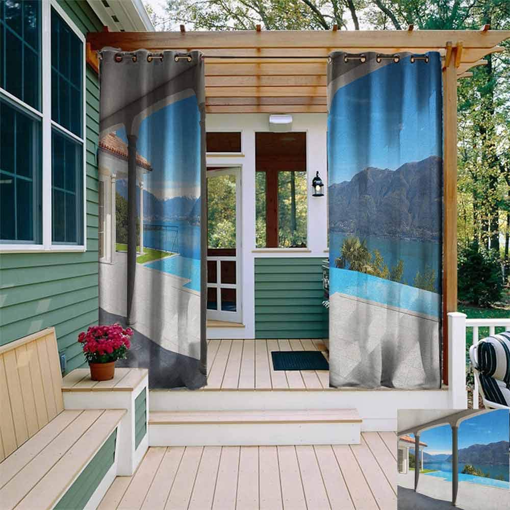 DonaHome Shading Insulated Curtain,Italian Camogli Building Sea Lamp and Balcony Tourist Spot in Ligury Italy Print,Complete Darkness, Noise Reducing Curtain,W72x84L Blue White and Yellow