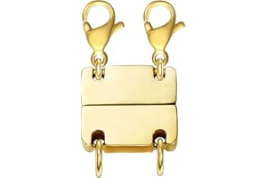 Kcctoo Necklace Layering Clasp Jewelry Separators Gold and Silver Magnetic Multiple Necklace Clasp for Women Layered Look (Necklace clasp 2Gold)
