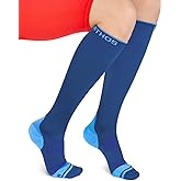 Sparthos Compression Socks (20-30mmHg) - Knee High Sock for Sport, Running, Travel, Medical Support, Pregnancy, Nurses - Dr Sock Soothers Ankle Brace for Plantar Fasciitis - Mens and Womens (Blue-LXL)