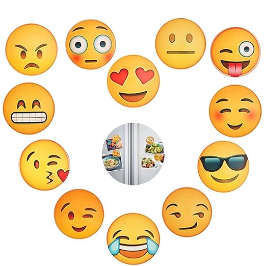12 paquetes de imanes de nevera Emoji con cara sonriente, imanes ...