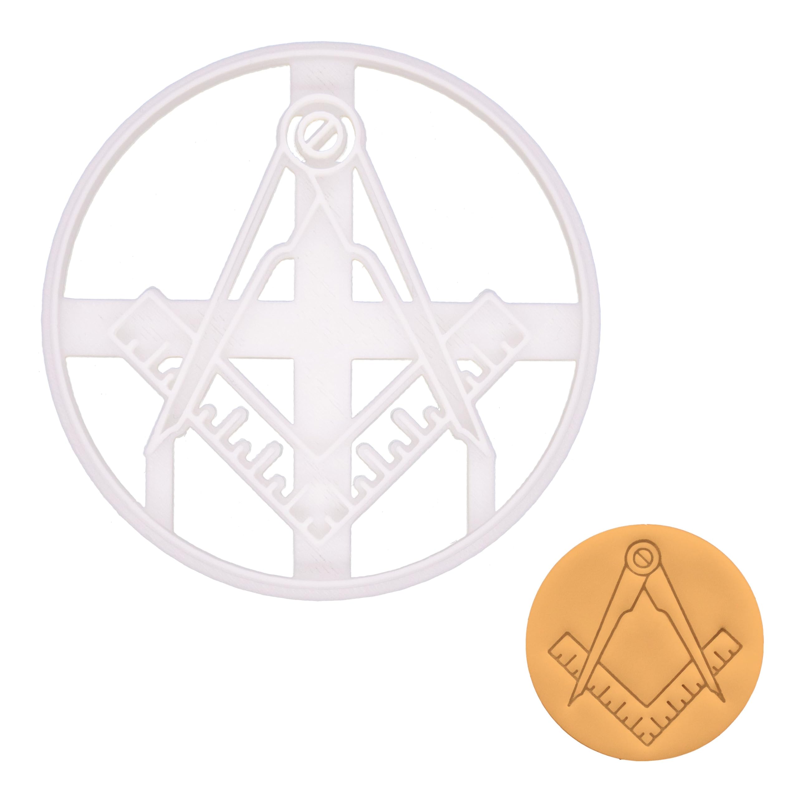 BAKERLOGY Masonic Square and Compasses Without G Cookie Cutter - Detailed Biscuit Cutter Design for Baking and Crafts, Ideal on Fondant, Dough, Clay