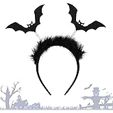 DONCIDAY Ghost BOO Knife Bat Headband Halloween Black Wing Hat Accessories Ears Hair Bands Costume for Women (BAT Headband)