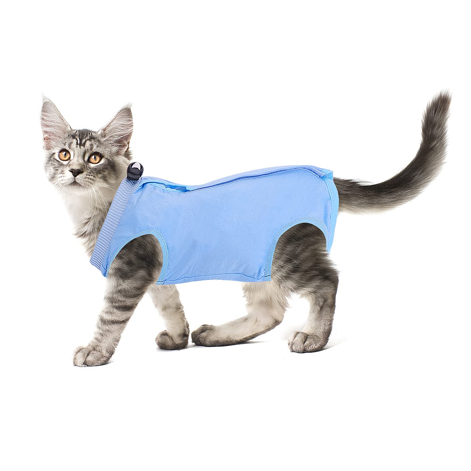 Cobee Cat Professional Recovery Suit for Abdominal Wounds or Skin Diseases, Kitten Surgery Recovery Suit E-Collar Alternative for Cats After Surgery - Blue, M Size