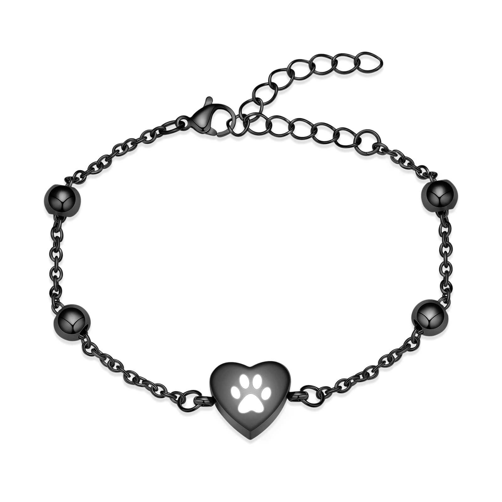 QGJNSGC Pet Paw Urn Bracelet for Ashes Adjustable Heart Cremation Bracelet for Pets Ashes Stainless Steel Dog Cat Cremation Jewelry Memorial Keepsake Bangle