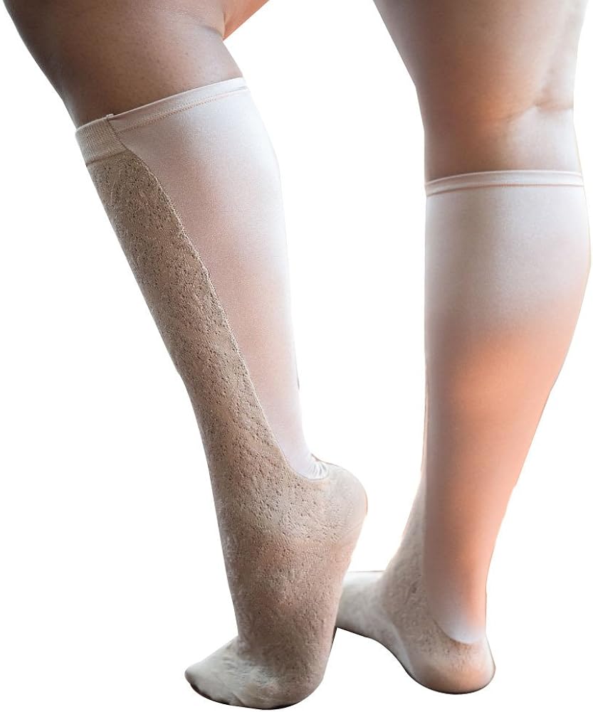 Xpandasox Women's Plus Size/Wide Calf Brocade Cotton Blend Knee High