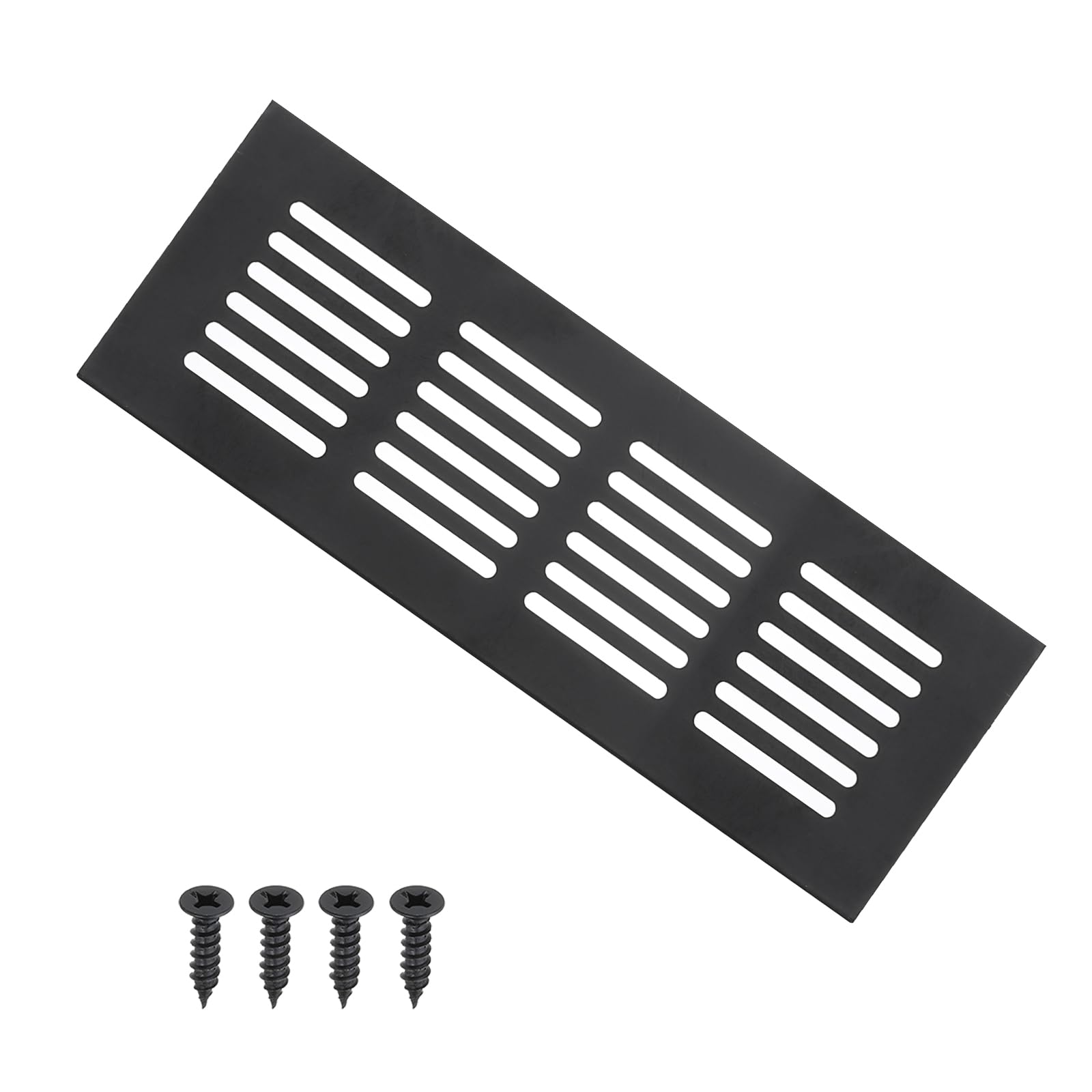 PATIKIL 8 x 2.4 Inch Door Air Vent Cover, Aluminum Grille Ventilation Cover Louvered with Mounting Screws for Cabinet Wardrobe Door, Black