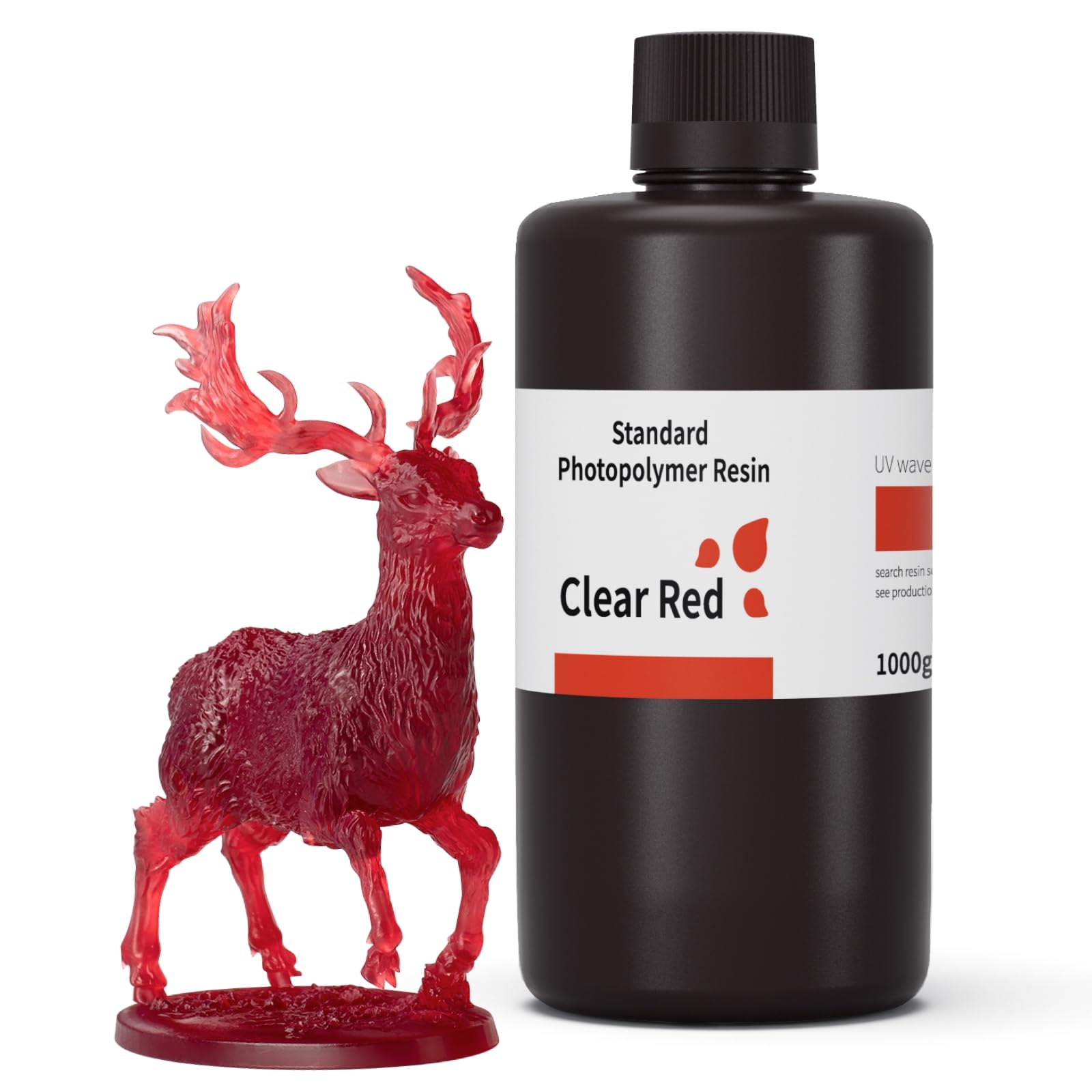 ELEGOO Standard 3D Printer Resin, Clear Red 1000g, 405nm Fast Curing Photopolymer Resin, Ideal for Beginners with Easy Molding for LCD/MSLA 3D Printing — image 1