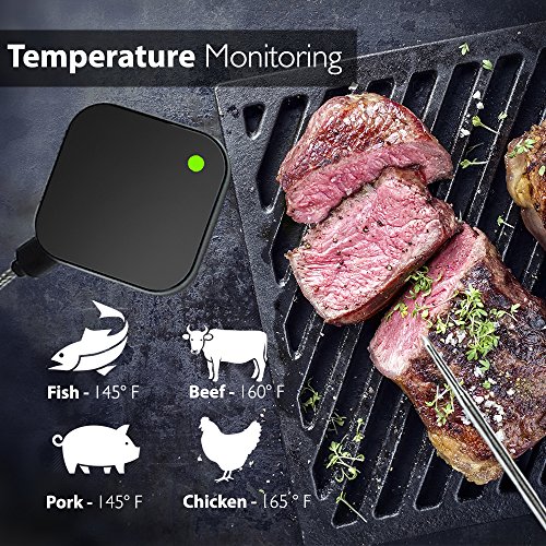 NutriChef Smart Bluetooth BBQ Thermometer Upgraded Stainless Probe