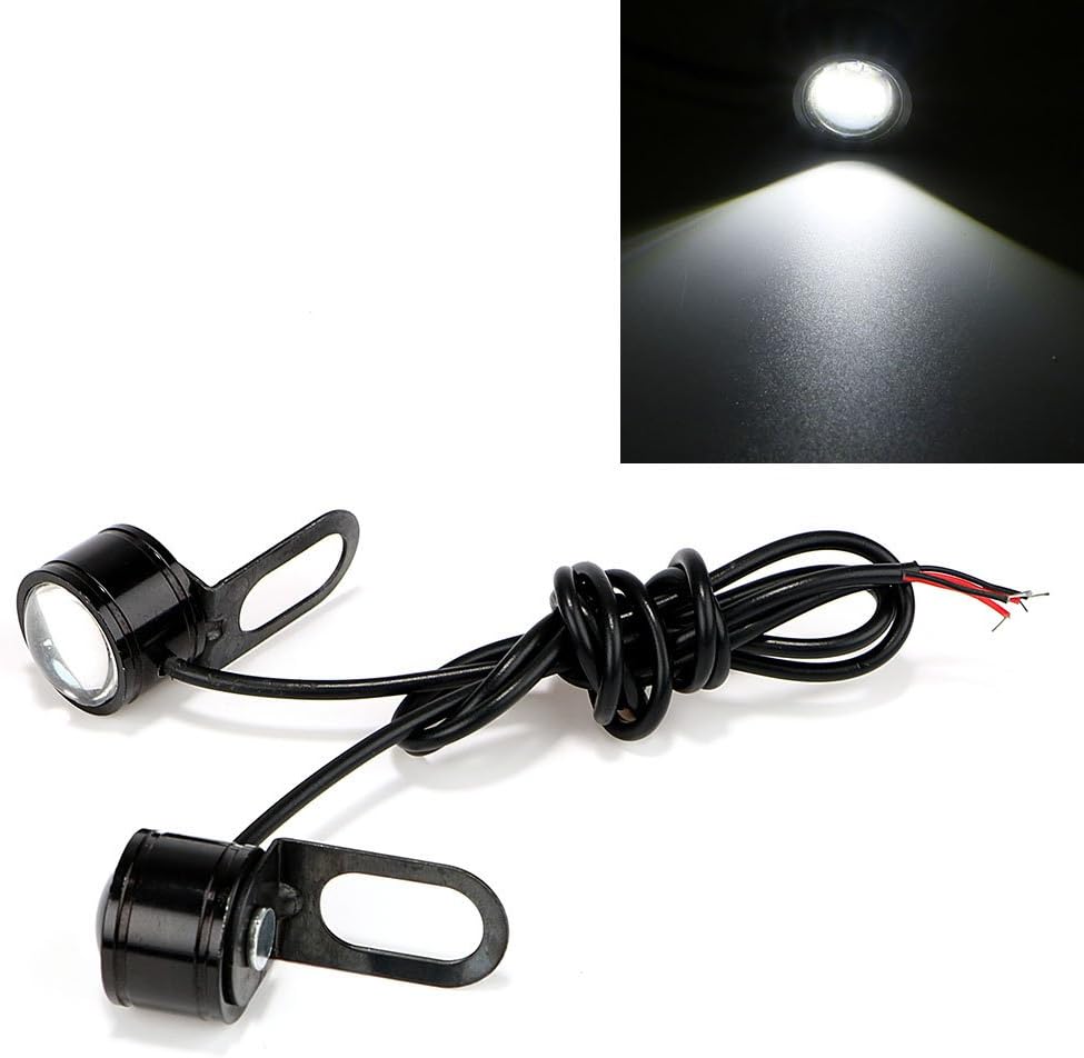 CuiGuoPing Motorcycle Eagle Eye light, Fog Lamp,Tail Lamp, DC 12V, 25MM, Set of 2 (White)
