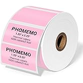 Phomemo 2.25"x1.25" White Thermal Labels, Self-Adhesive Sticker Label, Rectangle Direct Thermal Printer Labels for Phomemo 241bt, D520BT, B246D Label Printer, 1000 Sheets/Roll, Pink