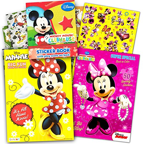 Disney Minnie Mouse Coloring Book Set with Stickers -- 2 Deluxe