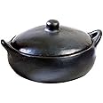 Toque Blanche Authentic Chamba Black Clay Casserole Pot – Gift for Men & Women – Rustic Cooking Dish with Handles & Lid, Ideal for Soups, Stews, Curry, Indian & Asian Dishes, 1.5-Quarts Small Pot
