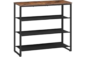 HOOBRO Shoe Rack, 4 Tier Shoe Storage Organizer, Shoe Shelf with 3 Oxford Fabric Shelves and Top Panel, Holds 12-16 Pairs of 