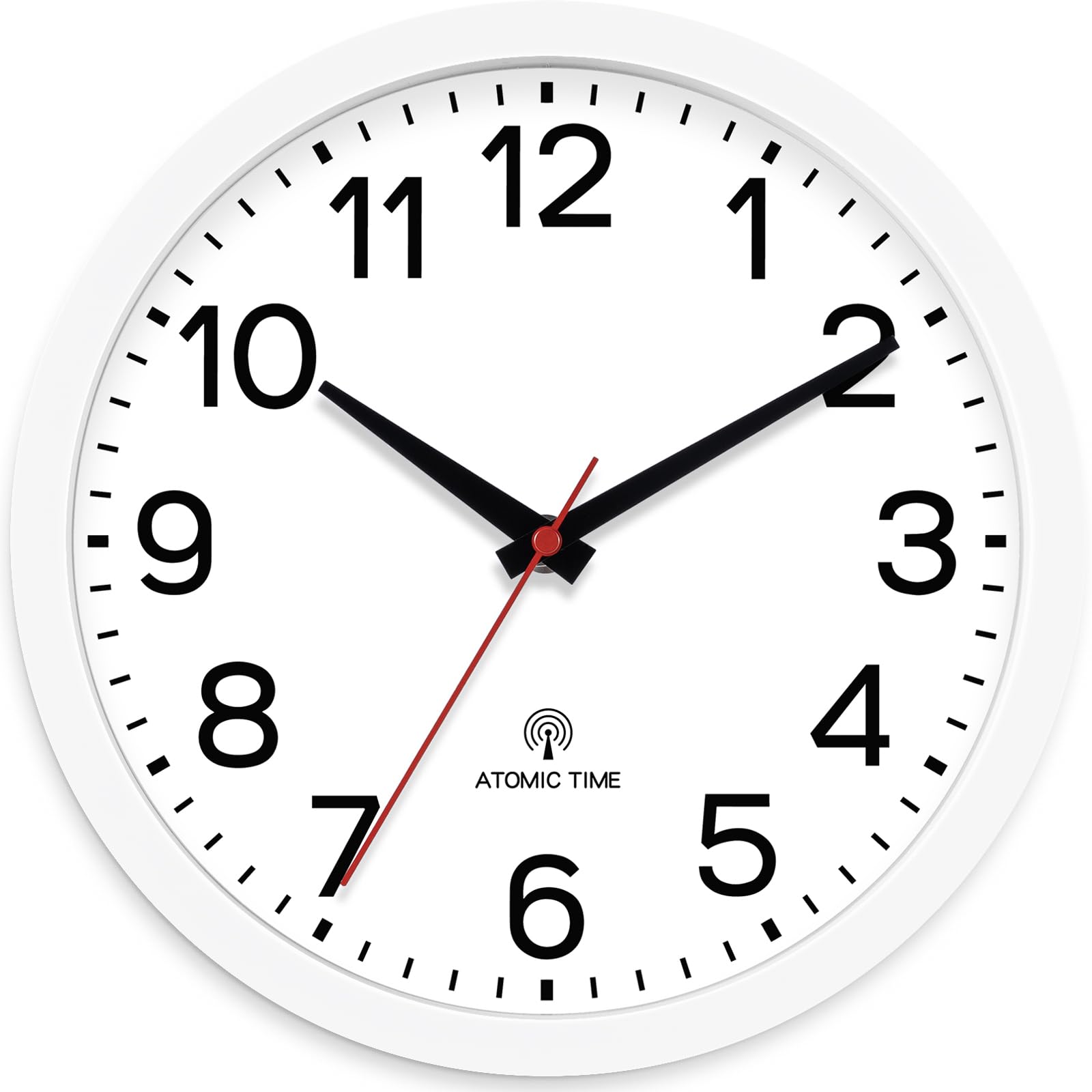 Photo 1 of **POSSIBLY FOR PARTS** AKCISOT Atomic 10 Inch Wall Clock Analog Clocks for Indoor Kitchen-Silent Battery Operated Clock for Bedroom Office Classroom Living Room(White)