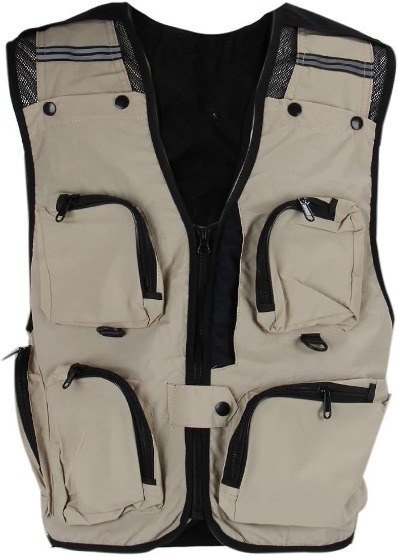 Anglerweste - TOOGOO(R)Leicht, wohler, Multi Taschen Netz Anglerweste ...