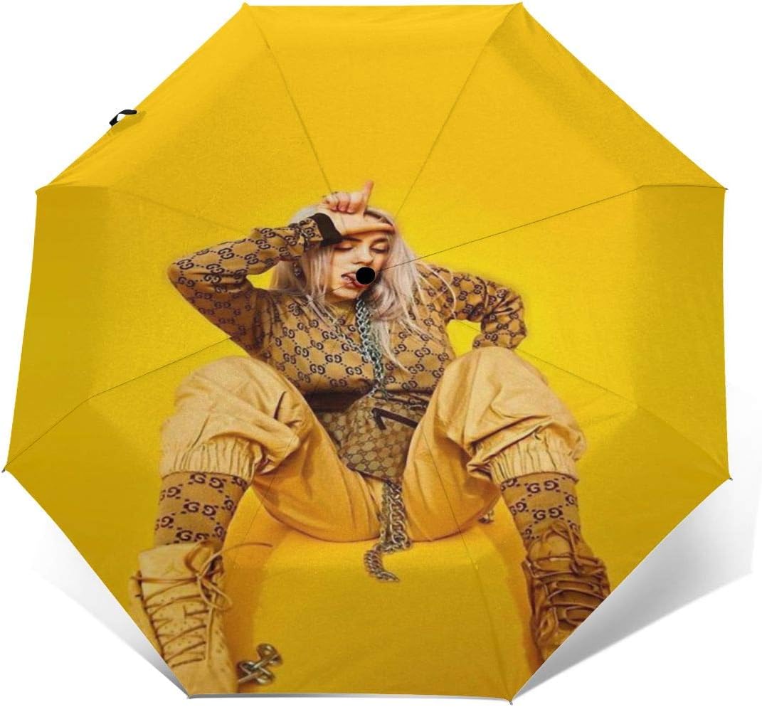 ZMBEN Billie Everything I Wanted Elish Automatic Tri-Fold Umbrella Waterproof Protect Sunscreen Sturdy Windproof Durable Personalized Umbrellas for Unisex Travel Outer Print