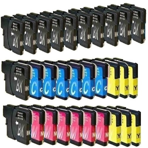 30 ink Cartridges compatible with Brother LC1100 LC 1100 LC980 LC 980 (12x black 6x cyan 6x magenta 6x yellow) LC1100BK LC1100Y LC1100C LC1100M LC980BK LC980Y LC980C LC980M MFC-250C MFC-255CW MFC-290C MFC-295CN MFC-297C MFC-490CN MFCJ615W MFC-5490CN MFC-5890CN MFC-5895CW MFC-790CW MFC-795CW MFC-6490CW MFC-6890CDW MFC-990CW DCP-145C DCP-163C DCP-165C DCP-167C DCP-185C DCP-195C DCP-365CN DCP-373CW DCP-375CW DCP-377CW DCP-383C DCP-385C DCP-387C DCP-395CN DCP-585CW
