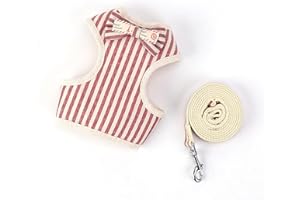 TJHypenete Rabbit Harness and Leash for Walking Escape Proof, Adjustable Soft Cat Vest Harness, Bunny Harness with Cute Bow, 