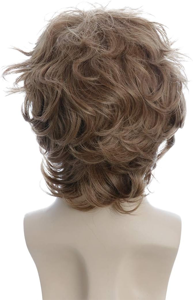 Karlery Male Mens Short Curly Fluffy Brown Wig with Bang Halloween Cosplay Wig - Image 5