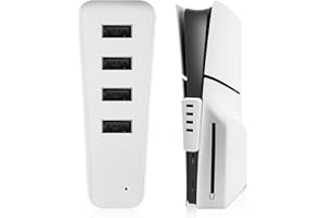 SIKEMAY Hub for PS5 Slim, 4 Ports USB High-Speed Expansion Hub Charger Compatible with PlayStation 5 Slim, PS5 Slim USB HUB with 4 USB + 1 Type C Port, PS5 Slim Console Accessories - White