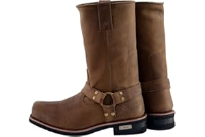 XELEMENT FOOTWEAR Xelement 1556 Men's 'Crazy Horse' Brown Leather Motorcycle Harness Rider Cowboy Boots