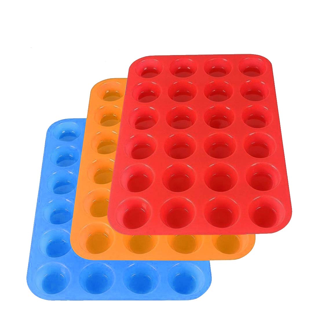 3 Pack Silicone Mini Muffin Pan, YuCool Silicone Muffin Tins Baking Molds, 24 Cups Silicone Mold