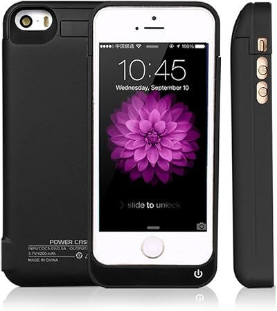 Amazon Co Jp Iphone Se 5s 5専用40mah携帯バッテリー 内臓バッテリケース モバイルバッテリー 保護カバー 環境に優しい 超軽量 スタンド機能付き保護カバー ブラック パソコン 周辺機器