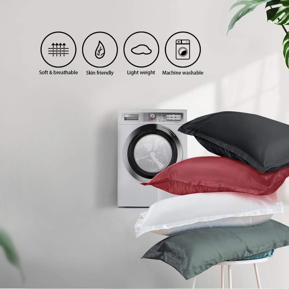 Nappo Satin Pillowcase for Hair and Skin Queen Size Cover Set of 2（20X30 inches Light Grey: Kitchen & Dining