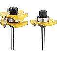 BAIDETS 1/4" Tongue and Groove Router Bits - Set of 2Pcs 1/4 Inch Shank Router Bit Set 3 Teeth Adjustable T Shape Wood Milling Cutter