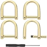 uxcell D-Rings Screw in Shackle, Zinc Alloy Horseshoe U Shape D Ring Buckle Purse DIY Leather Craft Keychain