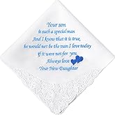 PACGOTH Wedding Handkerchiefs Mother Father of the Bride Gifts, Something Blue Embroidered Hankies Gifts On Wedding Day