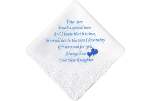 PACGOTH Wedding Handkerchiefs Mother Father of the Bride Gifts, Something Blue Embroidered Hankies Gifts On Wedding Day