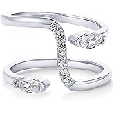 PAVOI 14K Gold Plated Cubic Zirconia Bypass Open Band Stackable Ring for Women | CZ Statement Eternity Rings