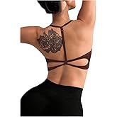 SweatyRocks Sports Bra for Women Criss Cross Back Strappy Sports Bras Padded Yoga Bra