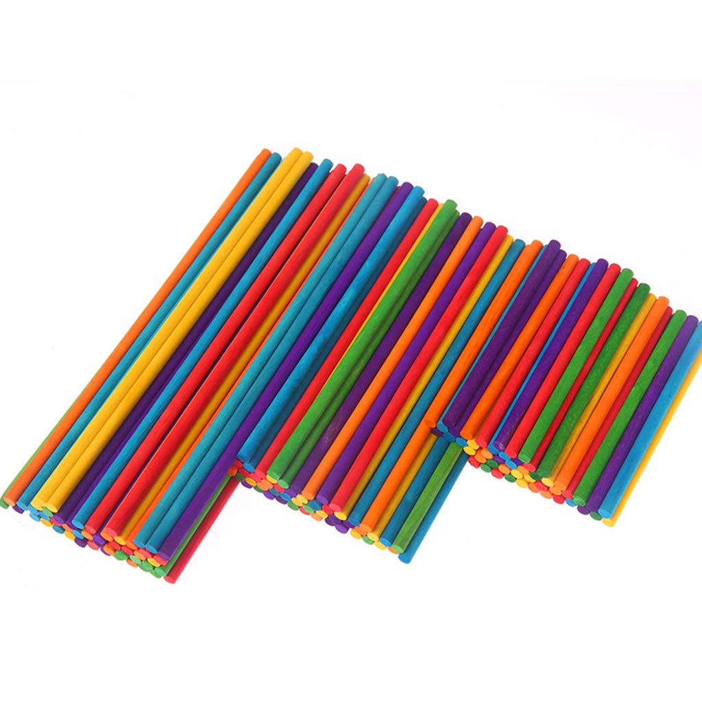 Lavorazione del legno Moreoustitory Set di 50 Bastoncini Colorati Rotondi in Legno per lavoretti