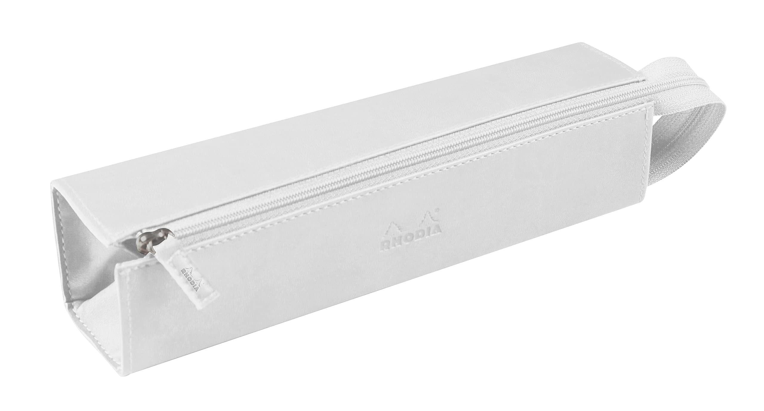 RHODIA 319042C - Pencil case Rhodiarama White - 23x5x5 cm - Flat opening for use as a pencil case - Faux leather - Storage for pens, pencils, markers, small supplies