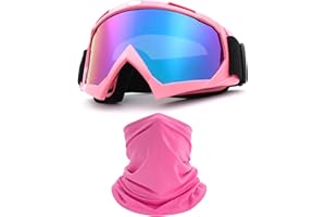 immoono Motorcycle Goggles Dirt Bike ATV Off-road Riding Motocross Glasses with Neck Gaiter Face Cover for Women Girls