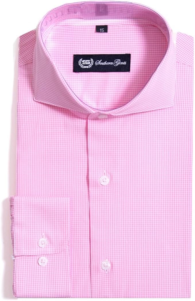 pink spread collar dress shirt