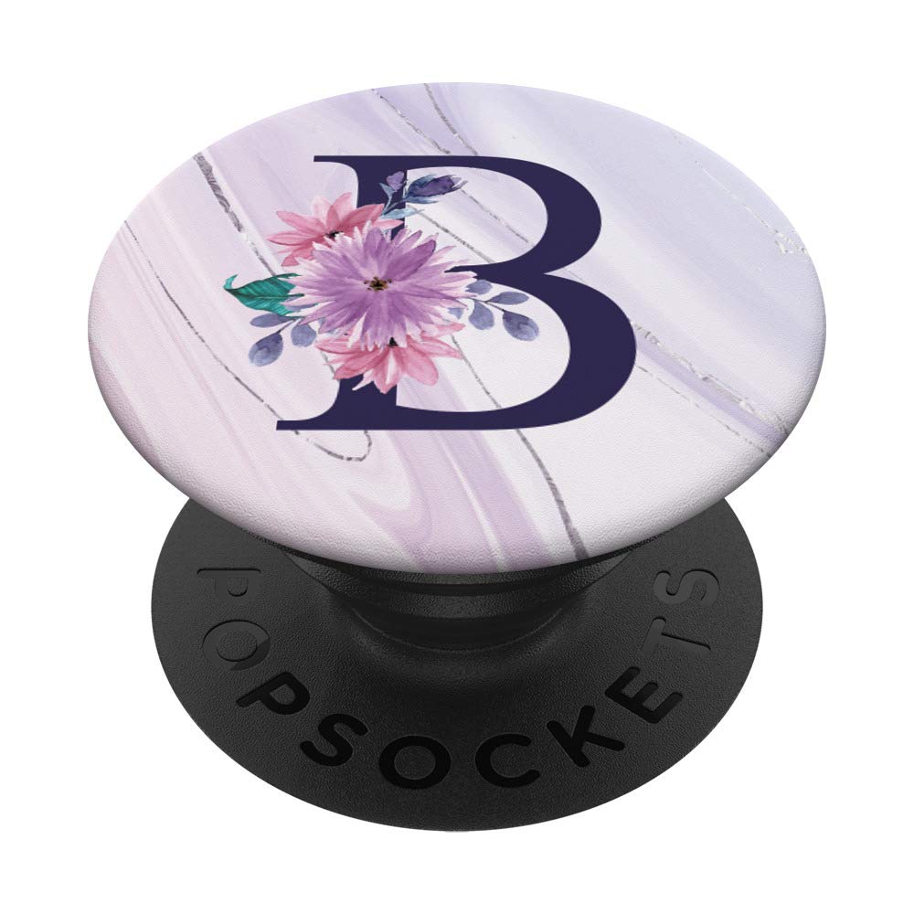 Purple Flower Initial Letter B Monogram Personalized Gifts PopSockets Grip and Stand for Phones and Tablets