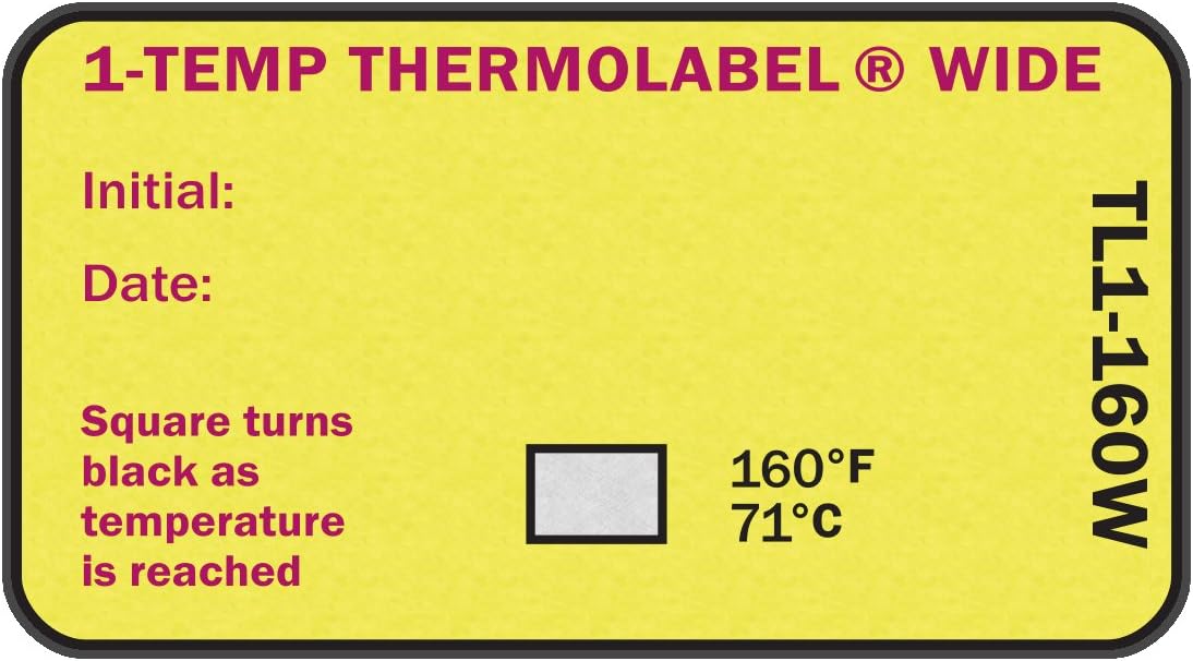 1Temp Thermolabel Wide 160Â°F/71Â°C Temperature Label for Dishwashers
