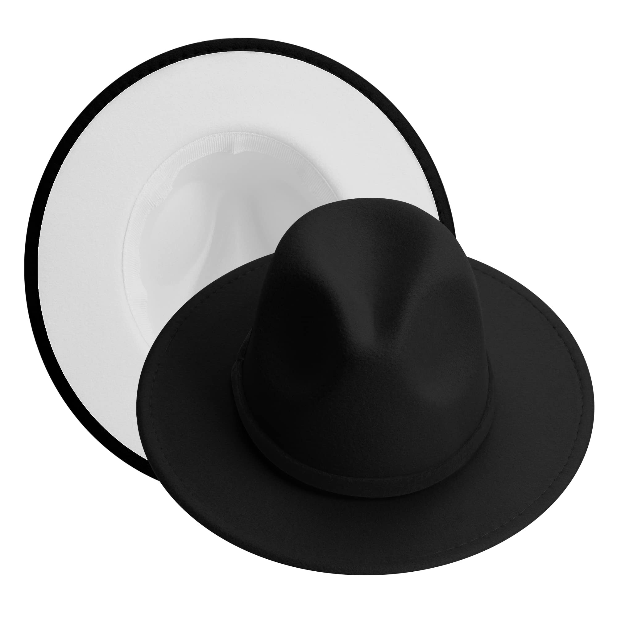 Photo 1 of KUJUHA Women Men Wide Brim Fedora Hat