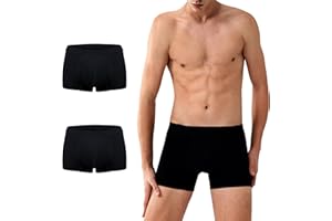 Battewa Incontinence Underwear for Men Washable Briefs, Absorbent Leak Proof Underwear Urine 50ml, Mens Cotton Boxers Pack of 2 (Black,Large)