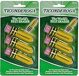 Ticonderoga Pencil-Shaped Erasers, Latex-Free, 3-Pack (38953)(2Pack)