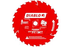 Freud D0724X Diablo 7-1/4-Inch 24 Tooth ATB Carbide Framing Saw Blade with 5/8-Inch and Diamond Knockout Arbor