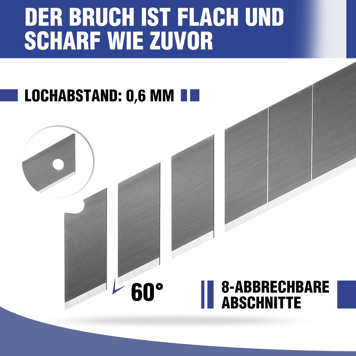 WORKPRO Cuttermesser Klingen 18mm 100 Stück für Profis, gehärtet & extrem scharf Ersatzklingen aus SK5, Abbrechklingen für Teppichmesser Cuttermesser inkl. 10 unabhängige Box 3