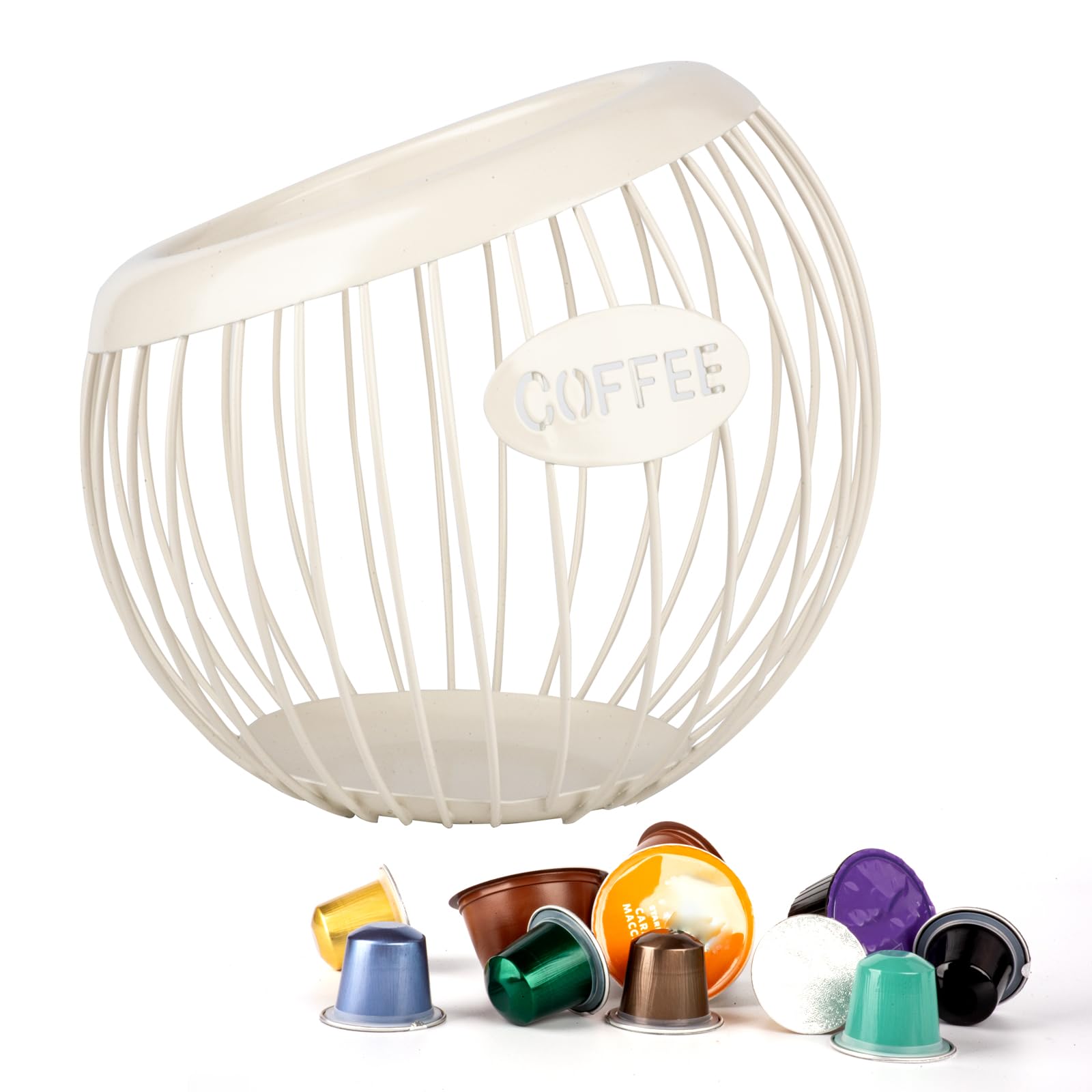 Guolich Stainless Steel Cup Coffee Basket Pods Holder Sturdy for Home or Office Kitchen Counter Organizer Espresso Capsule (WHITE) — image 1