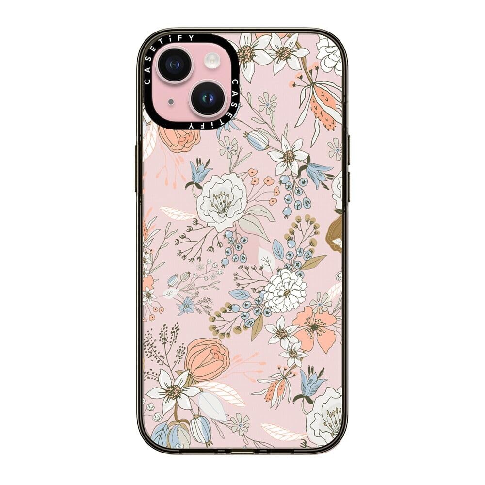 CASETiFY Compact Case for iPhone 15 Plus [2X Military Grade Drop Tested / 4ft Drop Protection] - Abstract modern coral white pastel - Clear Black — image 1