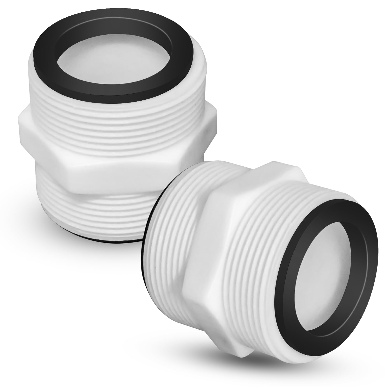 2Pcs 1.5โto 1.5โ Pool Hose Adapter, Pool Hose Connector Compatible with Intex & Coleman, Garden Hose Extender with 2 Rubber Rings Gaskets for 1.5 Inch Above Ground Pool Hose, Pool Accessories