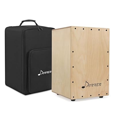 Donner DCD-1 Full Size Cajon Box Drum, Birchwood Percussion Box Internal Guitar Strings with Backpack Dual Adjustable Straps