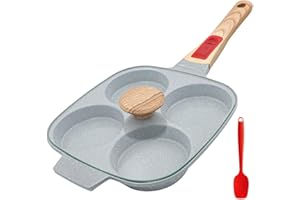 RANXINGST Nonstick Ceramic Egg Frying Pan with Lid, Pancake Pan with Detachable Handle 4 Cups Fried Egg Pan for Breakfast, In